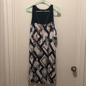 Cold shoulder mixed print dress